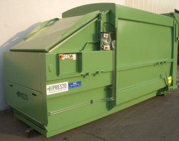 stiskalnica za vse vrste stisljivih odpadkov, velikost zabojnika 16 - 25 m3, prevoz s kotalnim prekucnikom