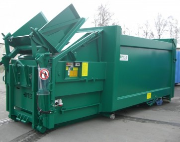preša za vlažni i organski otpad, veličina kontejnera 16–20 m³, prijevoz s rol kiperom