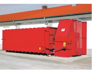stacionarna pužna preša za sve vrste sabijenog otpada, kontejner 16–30 m³, prijevoz s rol kiperom